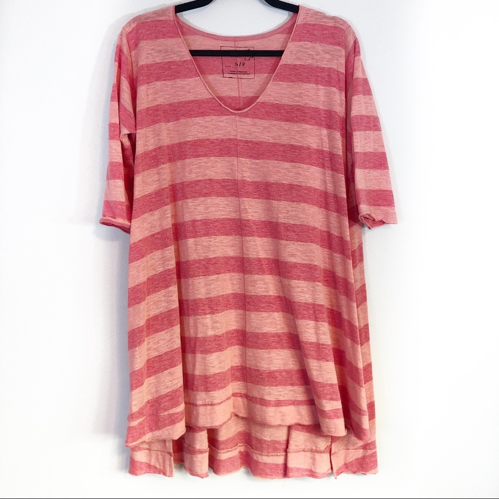 We The Free oversized melon orange striped tunic